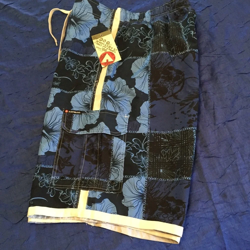 Airwalk Blue Floral Swim Trunks‎